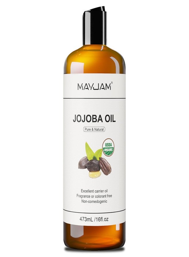MAYJAM Jojoba Oil Organic USDA Certified 16 Oz, 100% Pure & Natural Jojoba Oils for Skin, Hair, Face, Nails, Body Massage, Cold Pressed Unrefined Carrier Oil for Essential Oils Mixing - Image 1